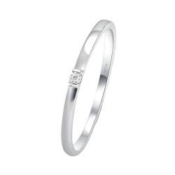 Skcess 18 Karat Weißgold Engagement Ring Weiß Erstellter Diamant Runden, Ringe Einzelner Runder Diamant mit 0,015 ct Ringe Frauen Größe 45 (14.3) von Skcess