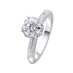 Skcess 18 Karat Weißgold Promise Ring Weiß Erstellter Diamant Runden, Wedding Ring 4-Krallen-Blume Ringe Frauen Größe 56 (17.8) von Skcess