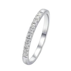 Skcess 18 Karat Weißgold Ring Damen Weiß Erstellter Diamant Runden, Ring 0,15 ct Erstellter Diamant Ring Damen Größe 50 (15.9) von Skcess