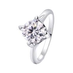 Skcess 18 Karat Weißgold Ring Frauen Weiß Erstellter Diamant Runden, Promise Ring Solitärring Ringe Frauen Größe 58 (18.5) von Skcess