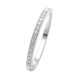 Skcess 18 Karat Weißgold Ring Weiß Erstellter Diamant Runden, Matching Rings 0,07 ct Runder Diamant Ringe Frauen Größe 57 (18.1) von Skcess