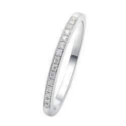 Skcess 18 Karat Weißgold Ring Weiß Erstellter Diamant Runden, Wedding Ring 0,07 ct Runder Diamant Ringe Frauen Größe 45 (14.3) von Skcess