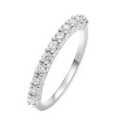 Skcess 18 Karat Weißgold Wedding Ring Weiß Diamant Runden, Verlobungsring Damen Stapelbarer Ring Ringe Frauen Größe 56 (17.8) von Skcess
