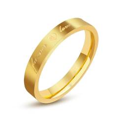Skcess Edelstahl Damen Ring, Verlobung Gold Poliertes 3,5 Mm Großes „Forever Love“-Herz Geschenke für Damen Frauen Freundin Größe 57 (18.1) von Skcess