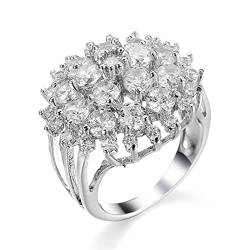 Skcess Eternity Ring Versilbert, Verlobungsring Silber Blumen-Luxus-Ring Zirkonia Damenring Größe 57 (18.1) von Skcess