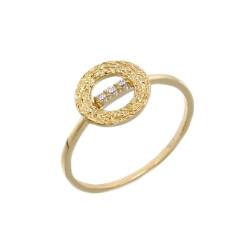 Skcess Goldring Damen 585 Echtgold 14K Ring für Freundin Weiß Moissanit, Verlobungsring Damen Vintage Hohlkreis mit Moissanit Ringe Frauen Größe 54 (17.2) von Skcess