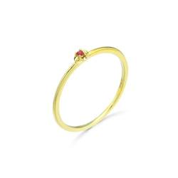 Skcess Goldring Damen 585 Echtgold 14K Verlobungsring Damen Rot Rubin Runden, Ring Dünner Einfacher Blumen-Solitär-Rubin Ringe Frauen Größe 58 (18.5) von Skcess