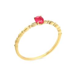 Skcess Goldring Damen 585 Echtgold 14K Verlobungsring Rot Rubin Oval, Ring Dünner Ovaler Rubin Ringe Frauen Größe 56 (17.8) von Skcess