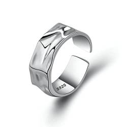 Skcess Herren Ring Sterlingsilber, Verstellbare Ringe Vintage Ringe Silber Bump Geometrisches Retro Offene Ringe von Skcess