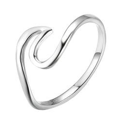 Skcess Modeschmuck Ringe Silber 925, Zierlicher Ring Silber Wellen Verlobungsringe Größe 60 (19.1) von Skcess