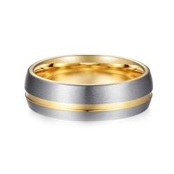 Skcess Ringe Herren, Wolfram Ring Herren Gold Matt Gebürstete 7 Mm Polierte Nut Ringe für Herren Männer Größe 62 (19.7) von Skcess