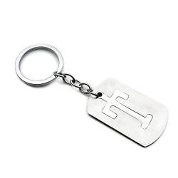 Vatertagsgeschenk Schlüsselanhänger Edelstahl, Mini Schlüsselanhänger Buchstabe T Schlüsselanhänger Silber 1 Pcs von Skcess