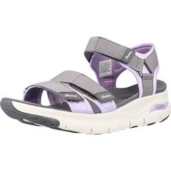 Skechers Damen Arch FIT Fresh Bloom Sandale, Dunkelgraues Gurtband aus Neopren, Lavendel, 38 EU von Skechers