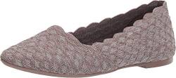 Skechers Damen Cleo Scalloped Knit Skimmer Ballerinas, Braun/Dunkeltaupe/Flachstrick Dktp, 35 EU von Skechers