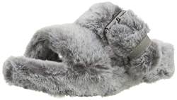 Skechers Damen Cozy Wedge Hausschuh, Grey Faux Fur/Buckle Trim, 39 EU von Skechers