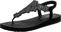 Skechers Damen Meditation FLORAL Lover Flipflop, Black Mitobuck/Silver Rhinestone Trim, 40 EU von Skechers