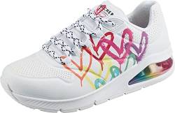 Skechers Damen UNO 2 Floating Love Sneakers, Wht Duraleather Multi Color Heart Print Trim, 37 EU von Skechers