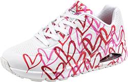 Skechers Damen UNO Spread The Love Sneakers, White W Red and Pink Heart Print Durabuck/M, 37 EU von Skechers
