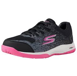 Skechers Damen Viper Court – Sportliche Pickleball-Schuhe für drinnen und draußen, mit Fußgewölbe-Passform Sneaker, schwarz/pink, 37 EU von Skechers