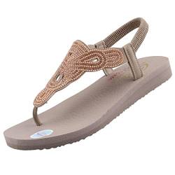 Skechers Damen Zehentrenner Meditation Pearl Perfection Grau/Roségold, Schuhgröße:EUR 41 von Skechers