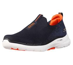 Skechers Herren Go Walk 6 Sneaker, Navy And Orange Textile, 44 EU von Skechers