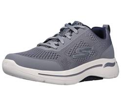 Skechers Herren Gowalk Arch Fit Air Cooled Foam Walking Shoe Sneaker, Grau, Marineblau, 46 EU X-Weit von Skechers