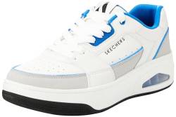 Skechers Herren UNO Court Sneakers, Weiß und Grau Leder Duraleather Blau M, 42 EU von Skechers