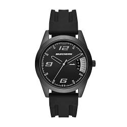 Skechers Herrenuhr Reseda, DreizeigerDatumswerk, 43MM Schwarzes Legierungsgehäuse mit Silikonarmband, SR5199 von Skechers