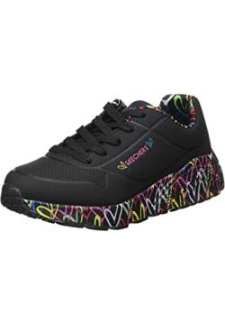 Skechers Mädchen Uno Lite Lovely Luv Sneaker, Black Synthetic Multi Trim, 28 EU von Skechers