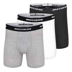 Skechers Men's 3-Pack Boxer Briefs, Black/Medium Grey Heather/White, XL von Skechers