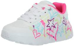 Skechers Street Girls Sneaker, White Synthetic/Neon Multi Trim, 37.5 EU von Skechers