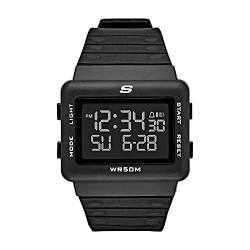 Skechers Uhres für Herren Larson, Digitales Uhrwerk, 44mm Schwarzes Silikongehäuse mit Silikonarmband, SR1077 von Skechers