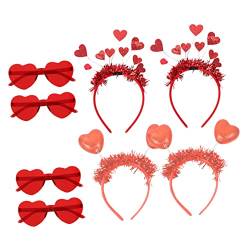 1 Set Herz-Stirnband, Glitzer-Stirnbänder für Damen, rotes Stirnband, rote Haar-Accessoires für Damen, Liebes-Herz-Kopfbedeckung, Herzform, Sonnenbrille, Liebes-Herz-Stirnband, Hochzeits-Kopfschmuck, von SkiNfd