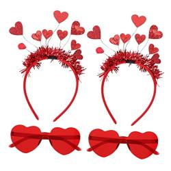 1 Set Herz-Stirnband, Glitzer-Stirnbänder für Damen, rotes Stirnband, rote Haar-Accessoires für Damen, Liebes-Herz-Kopfbedeckung, Herzform, Sonnenbrille, Liebes-Herz-Stirnband, Hochzeits-Kopfschmuck, von SkiNfd