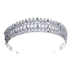 Diamant Tiara Luxus Barock Braut Kristall Tiaras Kronen Prinzessin Königin Pageant Prom Strass Schleier Tiara Stirnbänder Hochzeit Haarschmuck von SkiNfd