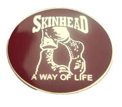 Skinhead A Way Of Life Boots Circle Enamel Pin Badge (Burgundy) von Skinhead