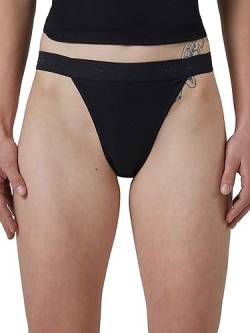 Damen Tanga 2er Pack Cotton Rib black 40 von Skiny