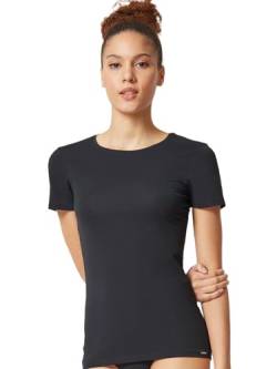 Skiny Damen Shirt - T-Shirt, Baumwolle, Rundhalsausschnitt, Kurzarm, einfarbig Schwarz 38 von Skiny
