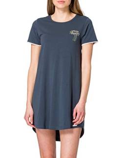 Skiny Damen Sleepshirt Kurzarm Palm Tree Sleep Nachthemd, Midnight Navy, 36 von Skiny