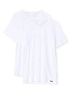 Skiny Herren Collection V-Shirt Kurzarm 2er Pack Unterhemd, Weiß (White 0500), Small (Herstellergröße: S) von Skiny