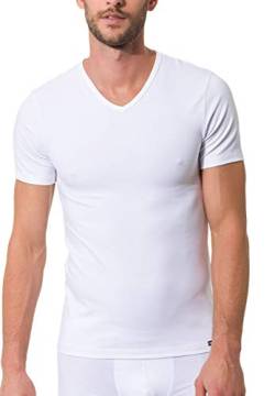 Skiny Herren T-Shirts Essentials Men V-Shirt Kurzarm , Weiß (White 0500) , XX-Large von Skiny