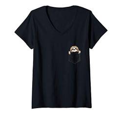 Damen Für Faultier-Fans Lustiges Baby Faultier In Deiner Tasche T-Shirt mit V-Ausschnitt von SkizzenMonsters Lässige Faultiere