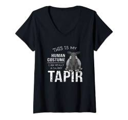 Damen Mein Menschen-Kostüm, in echt ein Schabracken-Tapir T-Shirt mit V-Ausschnitt von SkizzenMonsters Trendy Tapir Shirts
