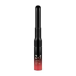 Easy To Double-Headed Lip Color Lip 2-in-1 Glaze Lip Gloss Liner Lippenstift Kosmetik Set Mädchen 13 (caramel, One Size) von SkotO