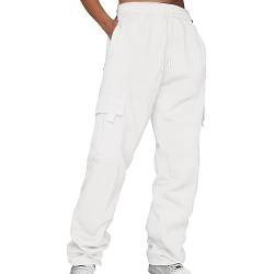 Latzhose Damen Lang Plus Size - Cargohose Mit Vielen Taschen Gerades Cargo Sweathose High Waist Sporthose Baggy Arbeitshose Verdickt Sport Freizethose Winter Thermo Jogginghose von SkotO