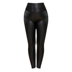 Thermo Leggings Damen Gefüttert Leder - Thermohose Oversized Lederoptik Thermoleggins Kunstleder Winterleggins High Waist Lederhose Pu Leder Fahrradhose Sexy Leder-Leggings Skinny Winterhose von SkotO