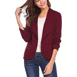 Skrsila Damen Blazer Slim Fit Anzugjacke 3/4 Ärmel Elegant Revers Frauen Sakko Einfarbig Cardigan Kurz Jacke EIN Knopf Blazer Business Anzug Büro Jacke von Skrsila