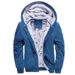 Skrsila Herren Kapuzenpullover mit Reißverschluss Langarm Kapuzenjacke Winter Warm Fleece Gefüttert Fleecejacke Sweatjacke mit Kapuze Winterjacke Blau L von Skrsila