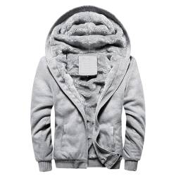 Skrsila Herren Kapuzenpullover mit Reißverschluss Langarm Kapuzenjacke Winter Warm Fleece Gefüttert Fleecejacke Sweatjacke mit Kapuze Winterjacke Grau 5XL von Skrsila