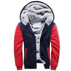 Skrsila Herren Kapuzenpullover mit Reißverschluss Langarm Kapuzenjacke Winter Warm Fleece Gefüttert Fleecejacke Sweatjacke mit Kapuze Winterjacke Marineblau 4XL von Skrsila